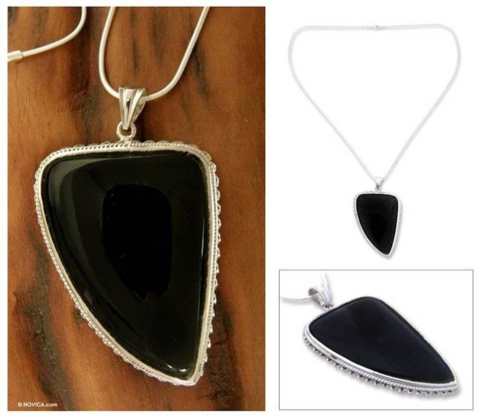 Onyx pendant necklace 'Enchanted Night'