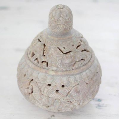 Alternate image for Handcrafted Soapstone Candy Jar from India Elephant Harmony