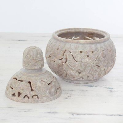 Alternate image for Handcrafted Soapstone Candy Jar from India Elephant Harmony