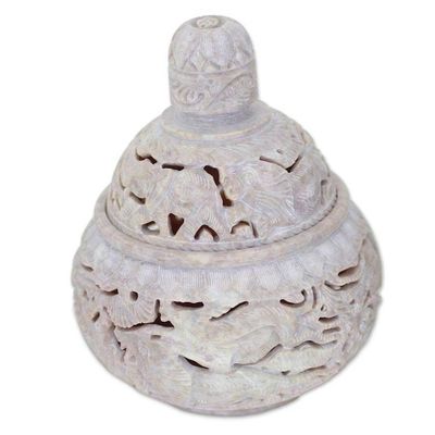 Alternate image for Handcrafted Soapstone Candy Jar from India Elephant Harmony