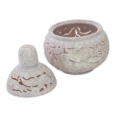 Alternate image for Handcrafted Soapstone Candy Jar from India Elephant Harmony
