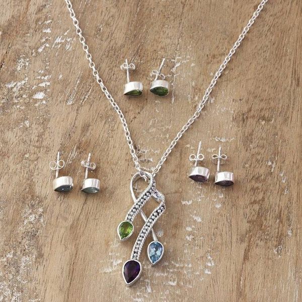 Alternate image for 7-Carat Multi-Gemstone Jewelry Set in a Polished Finish Paradisiacal Fusion