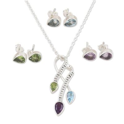 Alternate image for 7-Carat Multi-Gemstone Jewelry Set in a Polished Finish Paradisiacal Fusion