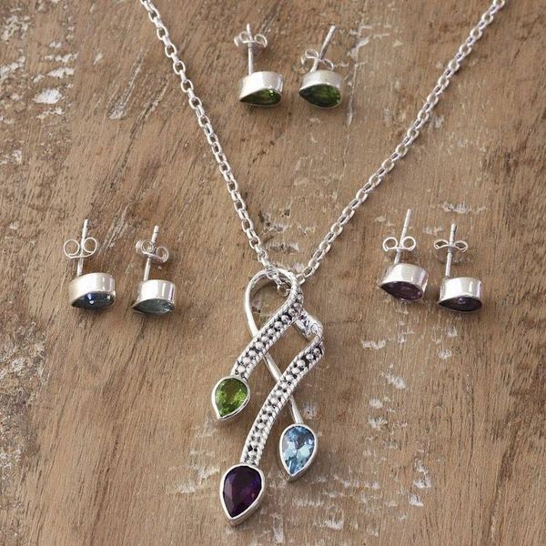 Alternate image for 7-Carat Multi-Gemstone Jewelry Set in a Polished Finish Paradisiacal Fusion