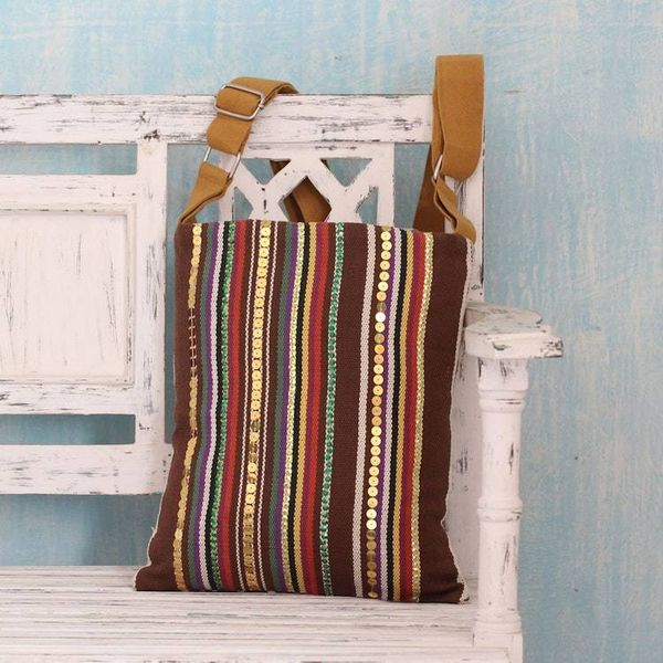 Alternate image for Indian Handmade Multicolor Cotton Cross-Body Handbag Earthly Beauty