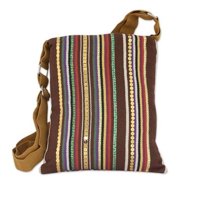 Alternate image for Indian Handmade Multicolor Cotton Cross-Body Handbag Earthly Beauty