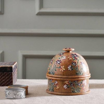 Alternate image for Hand-Painted Floral and Leaf-Themed Soapstone Decorative Jar Floral Kisses