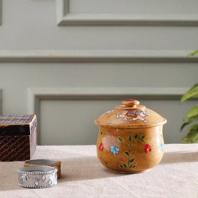 Alternate image for Hand-Painted Elephant Floral-Themed Soapstone Decorative Jar Garden Cheers