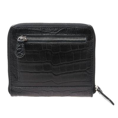 Alternate image for Black Leather Zippered Wallet with Crocodile Motif Travel Light in Black