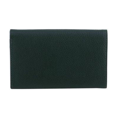 Alternate image for Artisan-Made Dark Ivy Green 100 Leather Wallet from India Dark Ivy Grandeur