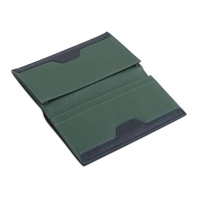Alternate image for Artisan-Made Dark Ivy Green 100 Leather Wallet from India Dark Ivy Grandeur