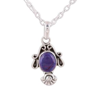 Alternate image for Composite Turquoise and Sterling Silver Pendant Necklace Regal Splendor