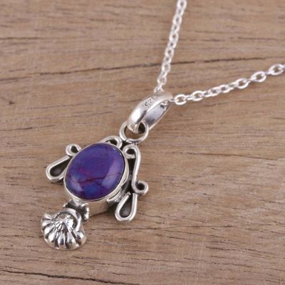 Alternate image for Composite Turquoise and Sterling Silver Pendant Necklace Regal Splendor