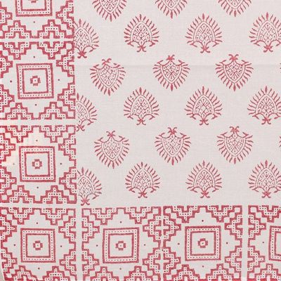 Alternate image for Hand-Block Printed Red and White Cotton Bandana Strawberry Splendor