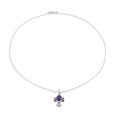 Alternate image for Composite Turquoise and Sterling Silver Pendant Necklace Regal Splendor