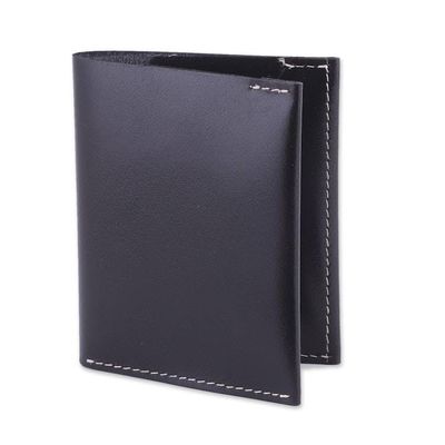 Alternate image for Mens 100 Leather Bi-Fold Card Holder Wallet in Jet Black Dauntless Jet Black