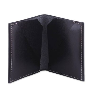 Alternate image for Mens 100 Leather Bi-Fold Card Holder Wallet in Jet Black Dauntless Jet Black