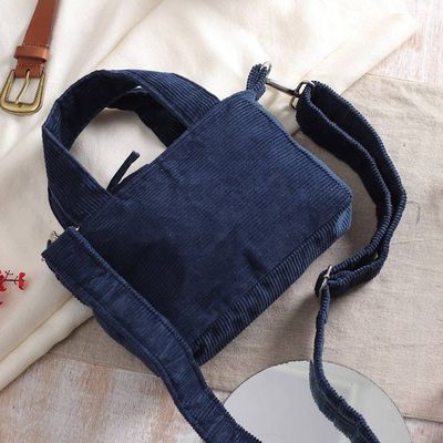 Alternate image for Capri Blue Cotton Corduroy Sling Bag with Removable Strap Chic Capri Blue