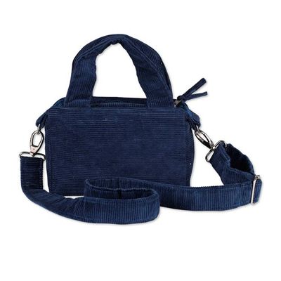Alternate image for Capri Blue Cotton Corduroy Sling Bag with Removable Strap Chic Capri Blue