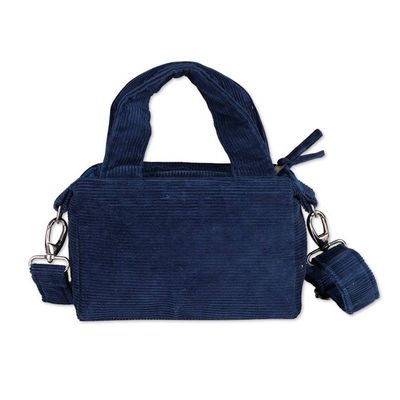 Alternate image for Capri Blue Cotton Corduroy Sling Bag with Removable Strap Chic Capri Blue