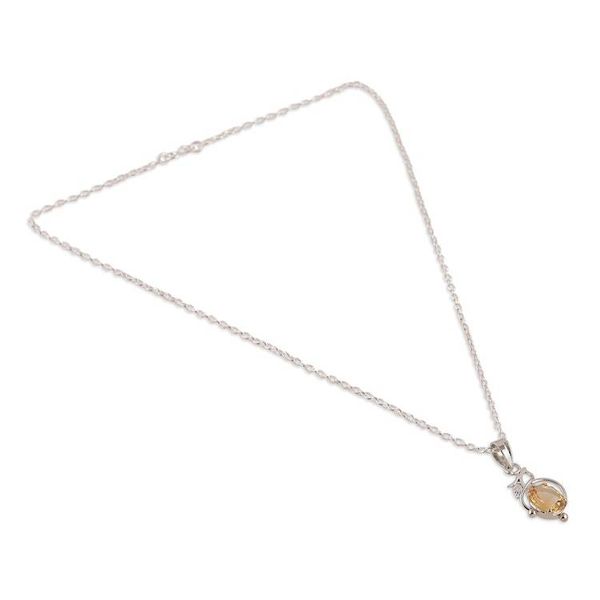 Alternate image for Oval Citrine Necklace and Earrings Jewelry Set with 6 Carats Joyful Prosperity