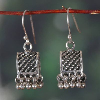 Alternate image for Indian Ghungroo Bell-Inspired Silver Dangle Earrings Vintage Inspiration
