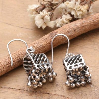 Alternate image for Indian Ghungroo Bell-Inspired Silver Dangle Earrings Vintage Inspiration