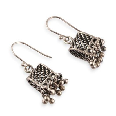 Alternate image for Indian Ghungroo Bell-Inspired Silver Dangle Earrings Vintage Inspiration