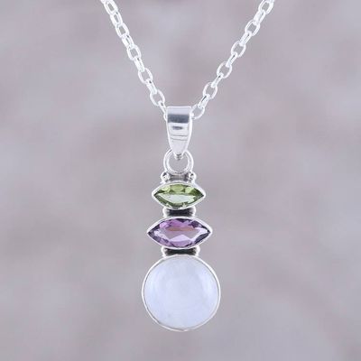 Primary image for Multi-Gemstone Pendant Necklace from India Peaceful Dazzle
