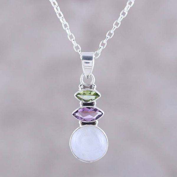 Alternate image for Multi-Gemstone Pendant Necklace from India Peaceful Dazzle