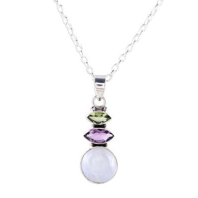 Alternate image for Multi-Gemstone Pendant Necklace from India Peaceful Dazzle