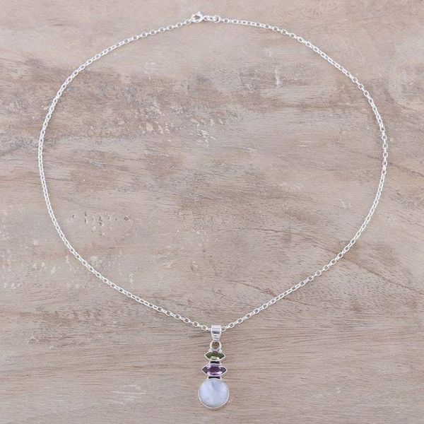 Alternate image for Multi-Gemstone Pendant Necklace from India Peaceful Dazzle