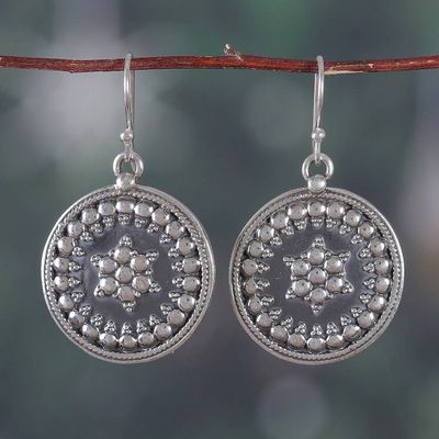 Alternate image for Granulated Starburst-Themed Silver Earrings and Ring Set Granulated Starburst