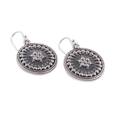 Alternate image for Granulated Starburst-Themed Silver Earrings and Ring Set Granulated Starburst