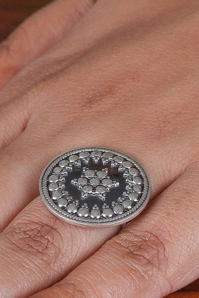 Alternate image for Granulated Starburst-Themed Silver Earrings and Ring Set Granulated Starburst