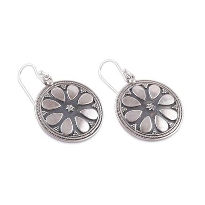 Alternate image for Silver Floral Dangle Earrings Adjustable Ring Jewelry Set Vintage Blossom