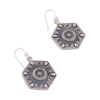 Alternate image for Hexagonal-Shaped Silver Earrings and Ring Jewelry Set Classic Heritage