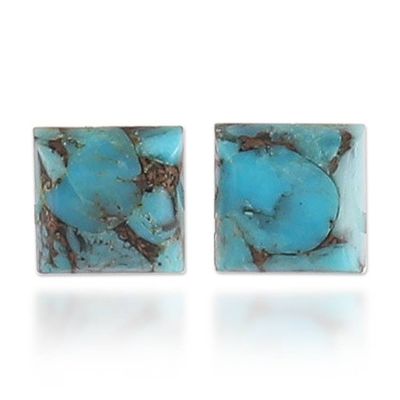 Alternate image for Modern Blue Composite Turquoise Stud Earrings Made in India Peaceful Corners