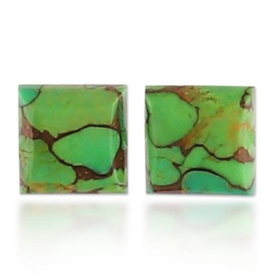 Alternate image for Square Green Composite Turquoise Stud Earrings from India Pure Corners