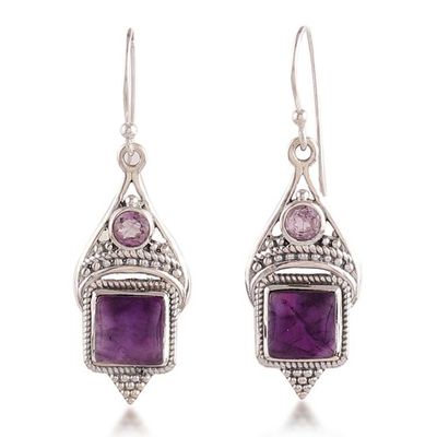 Alternate image for Classic Sterling Silver and Faceted Amethyst Dangle Earrings Oceans of Purple