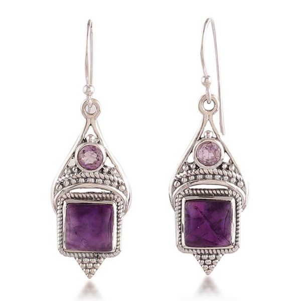 Alternate image for Classic Sterling Silver and Faceted Amethyst Dangle Earrings Oceans of Purple