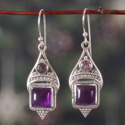 Alternate image for Classic Sterling Silver and Faceted Amethyst Dangle Earrings Oceans of Purple