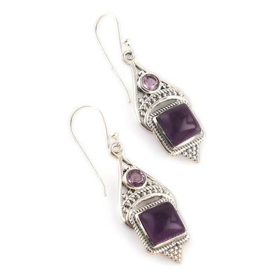 Alternate image for Classic Sterling Silver and Faceted Amethyst Dangle Earrings Oceans of Purple