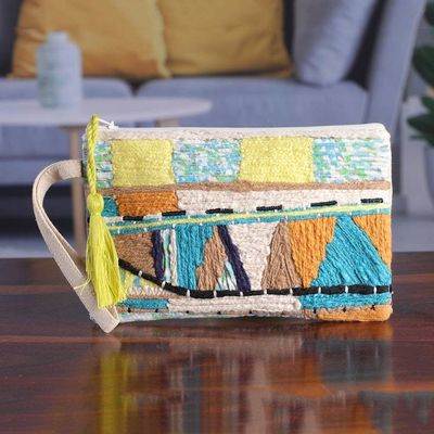 Primary image for Bohemian-Inspired Embroidered Cotton Wristlet with Zipper Bohemian Flare