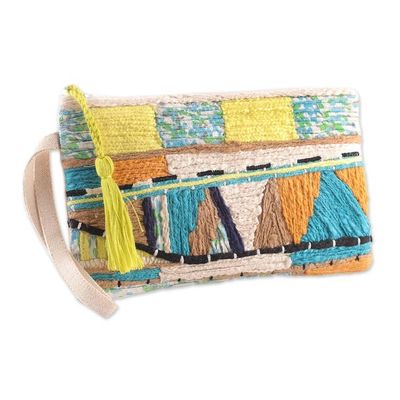 Alternate image for Bohemian-Inspired Embroidered Cotton Wristlet with Zipper Bohemian Flare