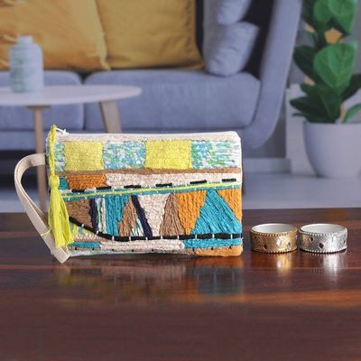 Alternate image for Bohemian-Inspired Embroidered Cotton Wristlet with Zipper Bohemian Flare