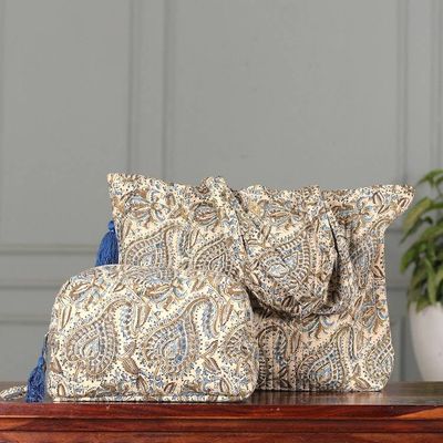 Alternate image for Paisley-Patterned 100 Cotton Travel and Toiletry Bag Set Trendy Traveler