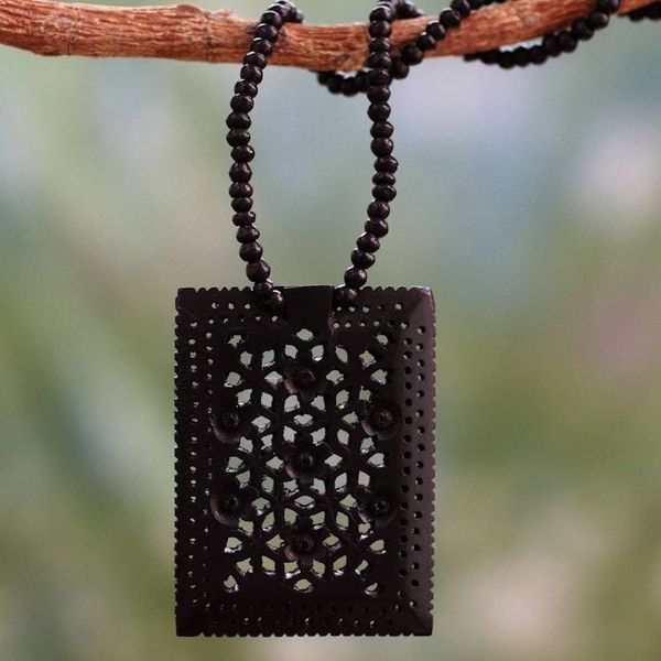 Alternate image for Ebony wood necklace Mughal Mystique