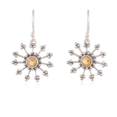 Alternate image for Sun-Themed Sterling Silver 2-Carat Citrine Dangle Earrings Prosperous Sun