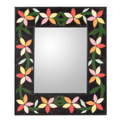 Alternate image for Artisan-Made Ceramic Mosaic Mirror with Spring-Themed Motifs Primaveral Vibes